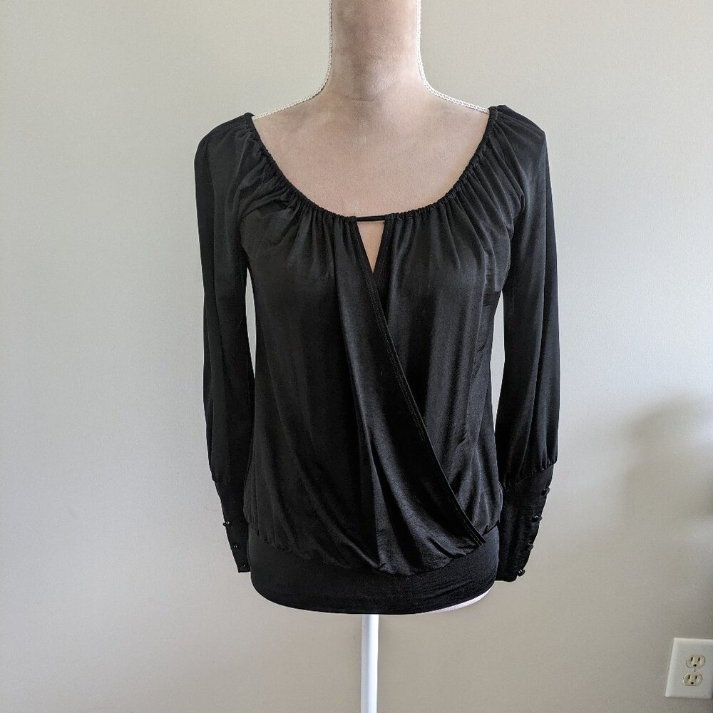 New Bebe Long Sleeve Black Top